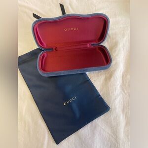 Gucci Blue Velvet Glass Case & Logo Dust Bag